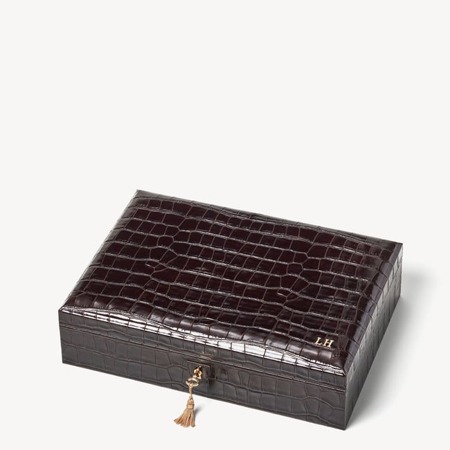 Glasses Case Deep Shine Amazon Brown Croc