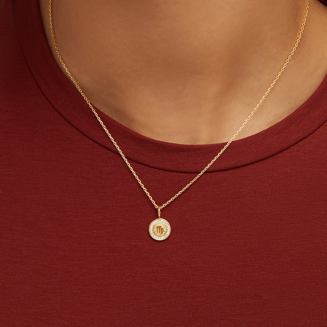 Virgo Zodiac Pendant Necklace Virgo in 18ct Gold Vermeil