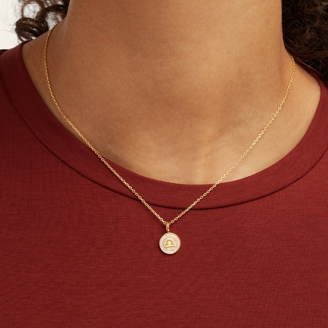 Libra Zodiac Pendant Necklace Libra in 18ct Gold Vermeil