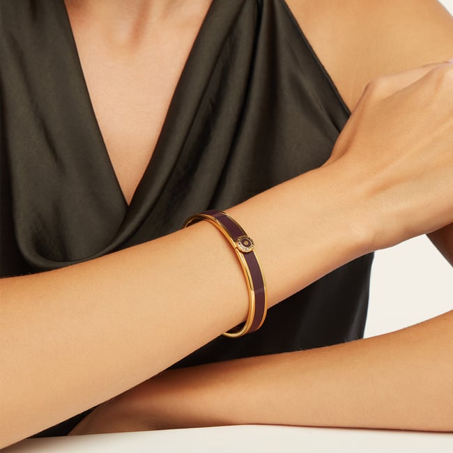 Enamel Bangle Fig Enamel & 18ct Gold Plated