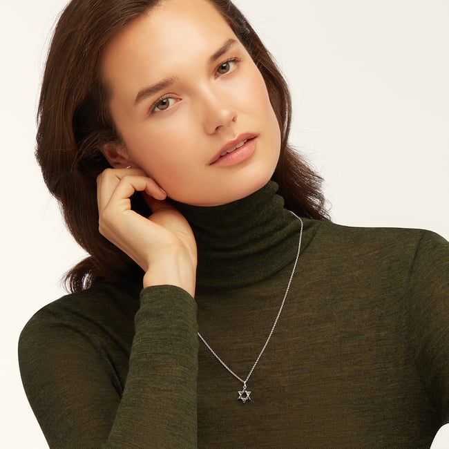 Star of David Pendant Necklace Sterling Silver 925