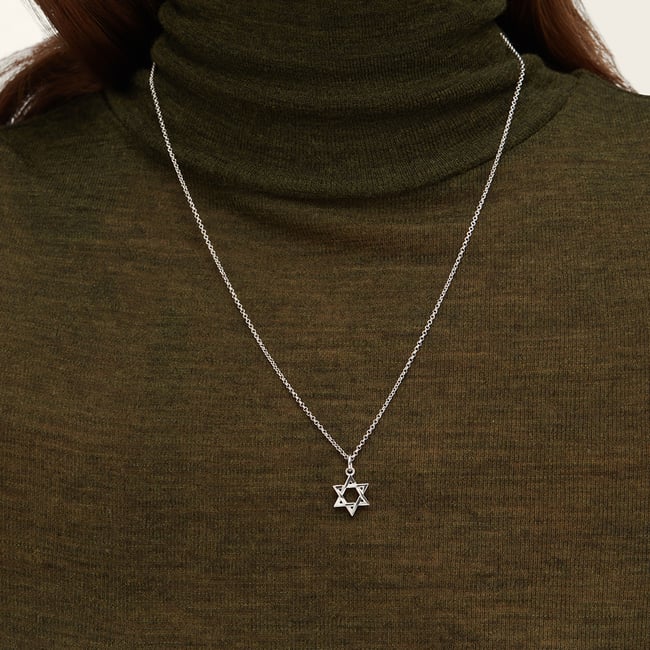 Star of David Pendant Necklace Sterling Silver 925