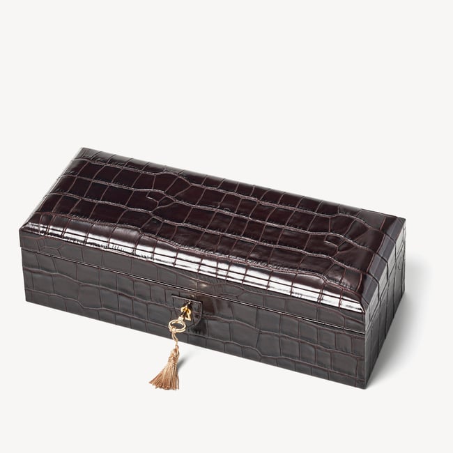 Five Piece Watch Box Deep Shine Amazon Brown Croc