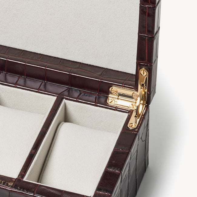 Five Piece Watch Box Deep Shine Amazon Brown Croc