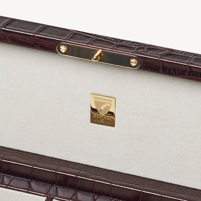 Five Piece Watch Box Deep Shine Amazon Brown Croc