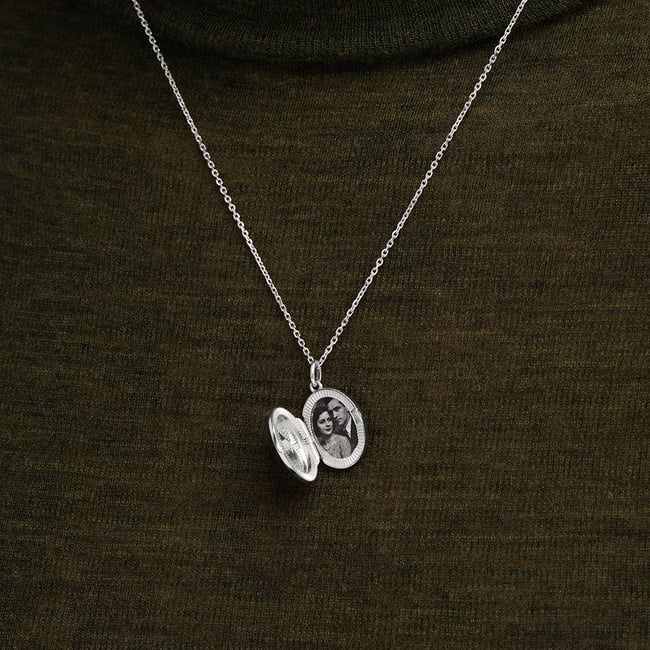 Oval Pearl Locket Necklace Mother of Pearl & Sterling Silver 925