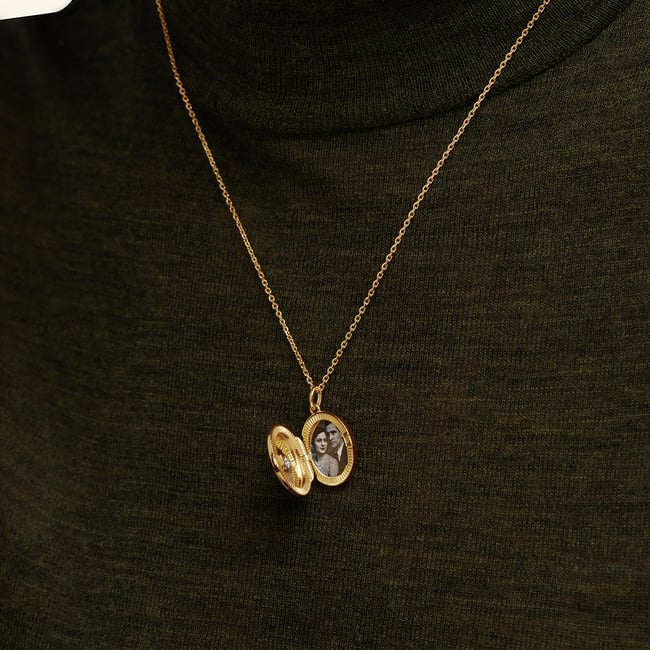 Oval Pearl Locket Necklace Pearl Cabochon & 18ct Gold Vermeil