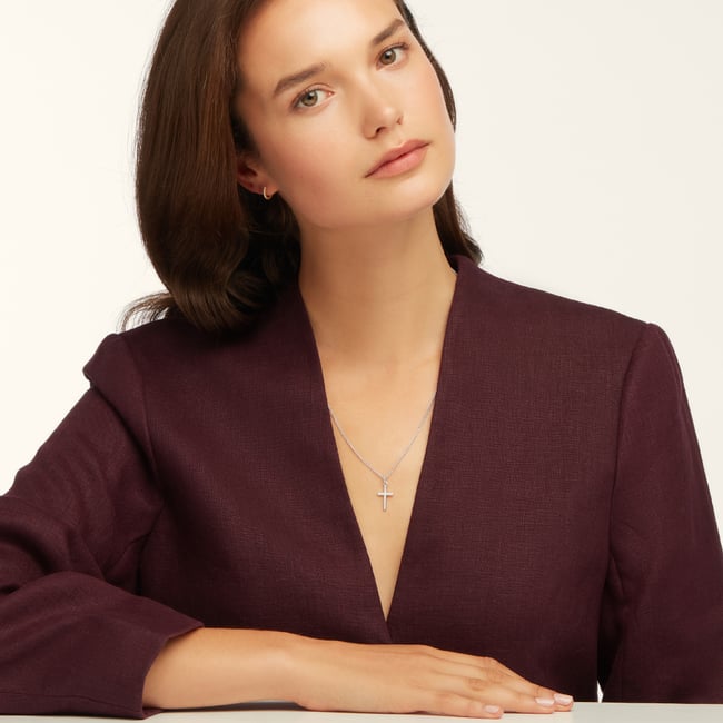 Cross Pendant Necklace Sterling Silver 925