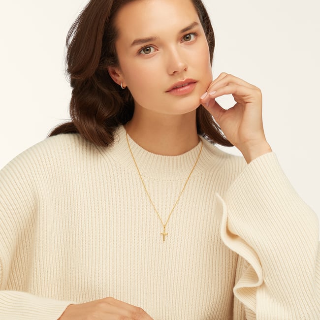 Cross Pendant Necklace 18ct Gold Vermeil
