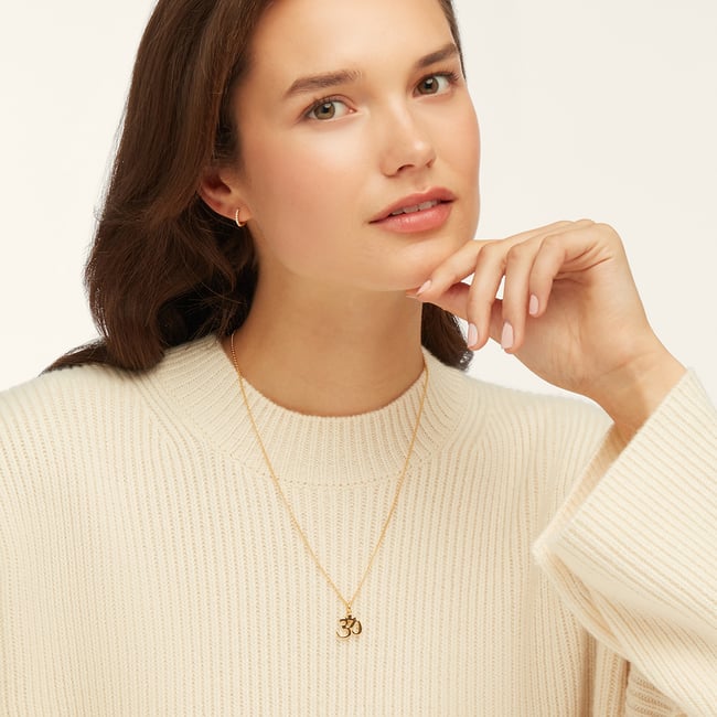 Om Pendant Necklace 18ct Gold Vermeil