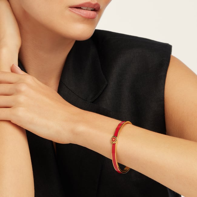Thin Enamel Bangle Cardinal Red Enamel & 18ct Gold Plated