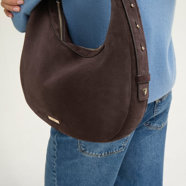 Soho Large Crescent Chocolate Suede
