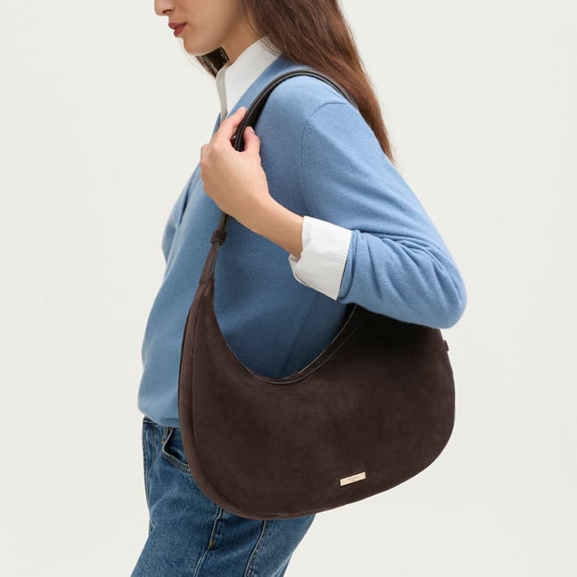 Soho Large Crescent Chocolate Suede