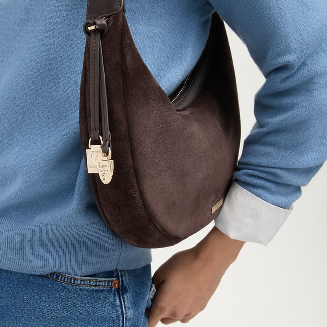 Soho Small Crescent Chocolate Suede