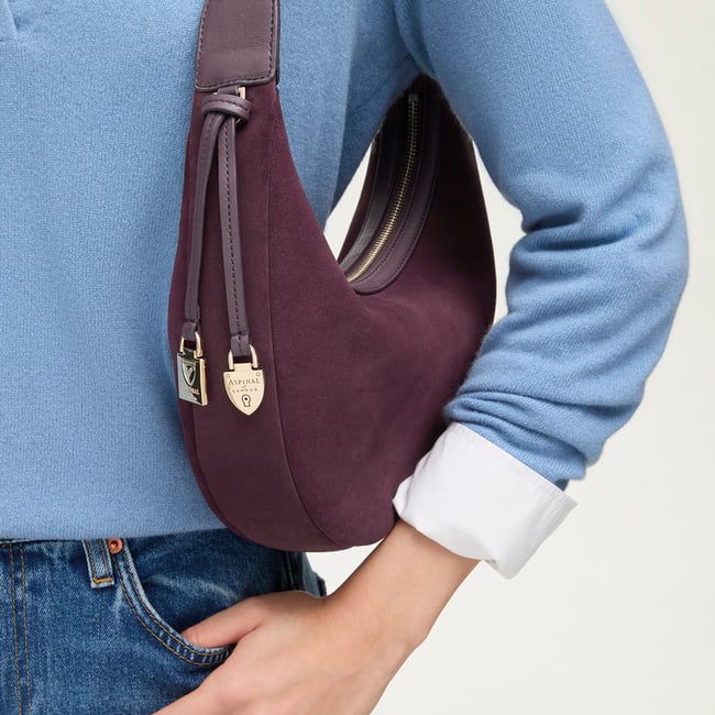 Soho Small Crescent Rich Claret Suede