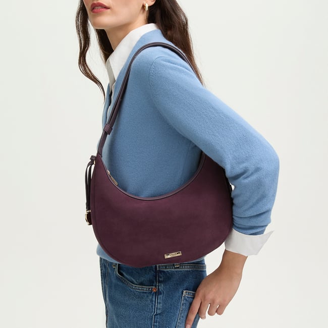 Soho Small Crescent Rich Claret Suede