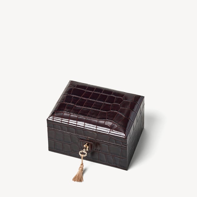 Watch & Cufflinks Box Deep Shine Amazon Brown Croc