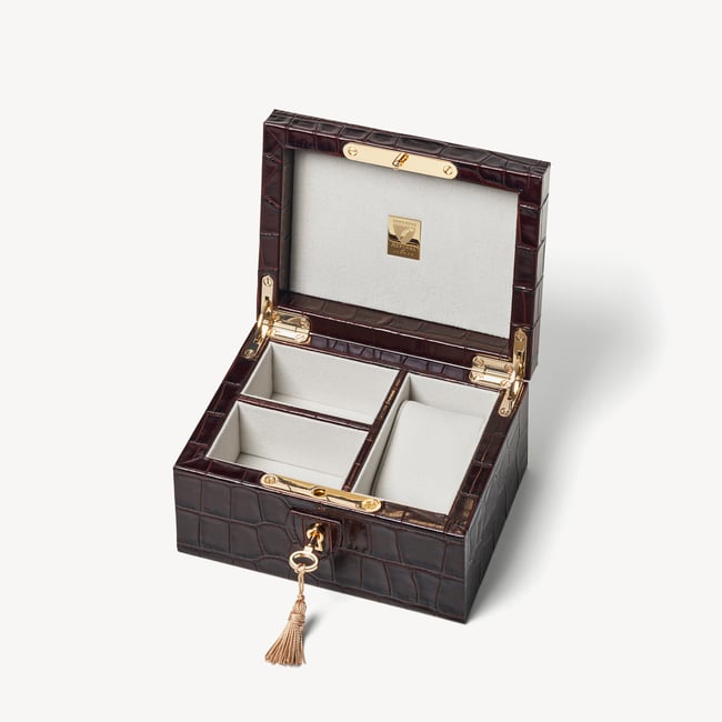 Watch & Cufflinks Box Deep Shine Amazon Brown Croc