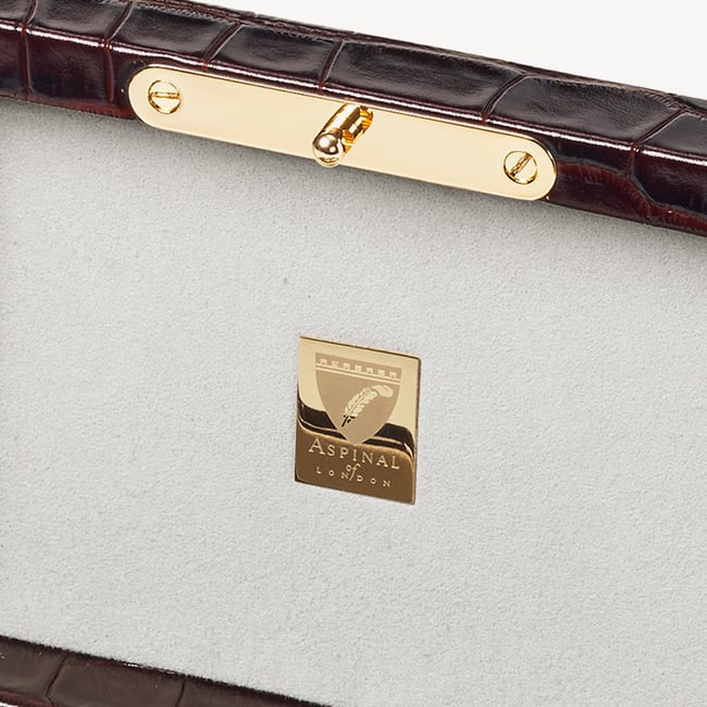 Watch & Cufflinks Box Deep Shine Amazon Brown Croc