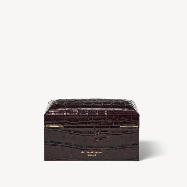 Watch & Cufflinks Box Deep Shine Amazon Brown Croc