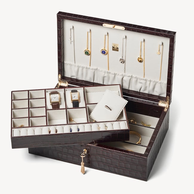 Prestige Jewellery Box Deep Shine Amazon Brown Croc