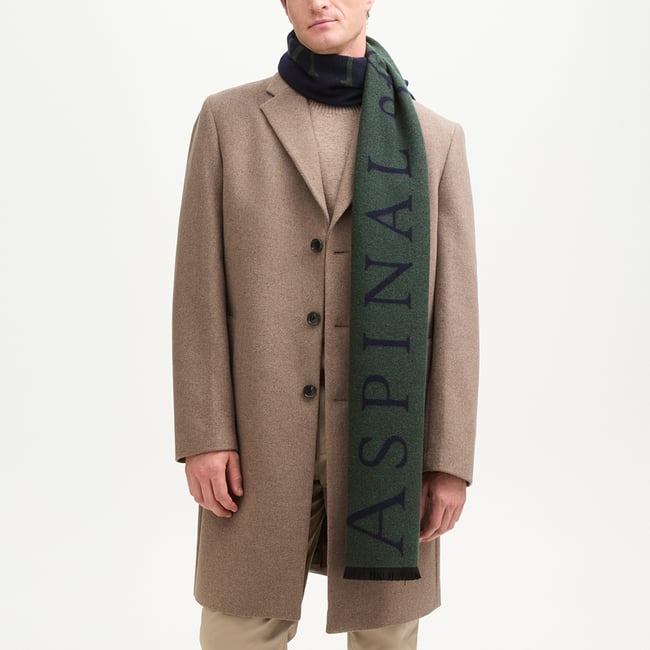 Bi-Colour Heavyweight Merino Wool Scarf Alpine Green & Navy Merino Wool