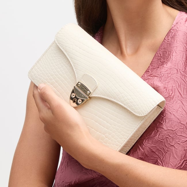 Mayfair®Clutch Ivory Patent Croc