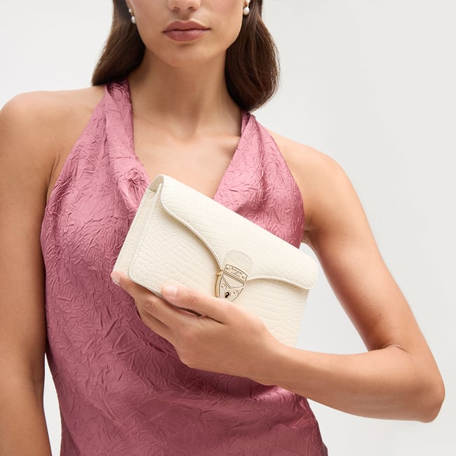 Mayfair®Clutch Ivory Patent Croc