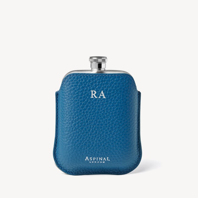 5oz Hip Flask with Leather Pouch Topaz Pebble