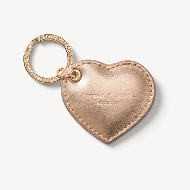 Small Heart Keyring Smooth Metallic Champagne