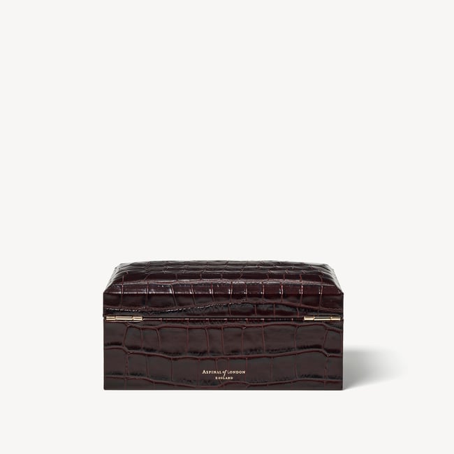 Three Piece Watch Box Deep Shine Amazon Brown Croc