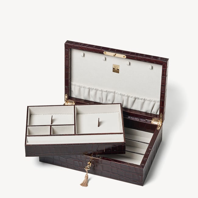 Savoy Jewellery Box Deep Shine Amazon Brown Croc