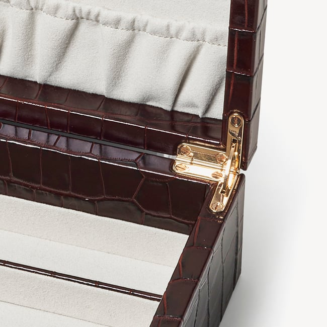 Savoy Jewellery Box Deep Shine Amazon Brown Croc