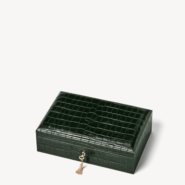 Savoy Jewellery Box Deep Shine Evergreen Croc