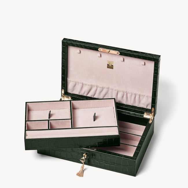 Savoy Jewellery Box Deep Shine Evergreen Croc