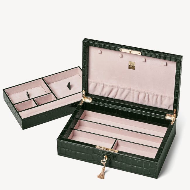 Savoy Jewellery Box Deep Shine Evergreen Croc