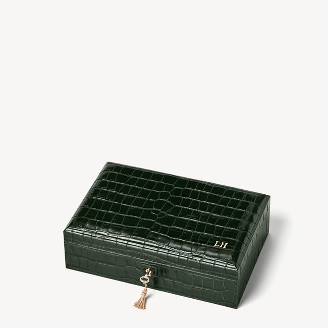 Savoy Jewellery Box Deep Shine Evergreen Croc