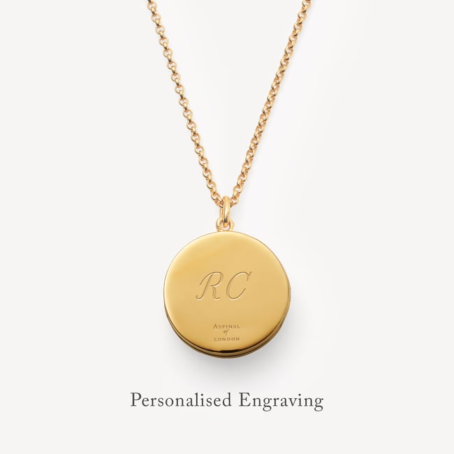 Round Locket Necklace Lapis Lazuli, White Topaz & 18ct Gold Vermeil