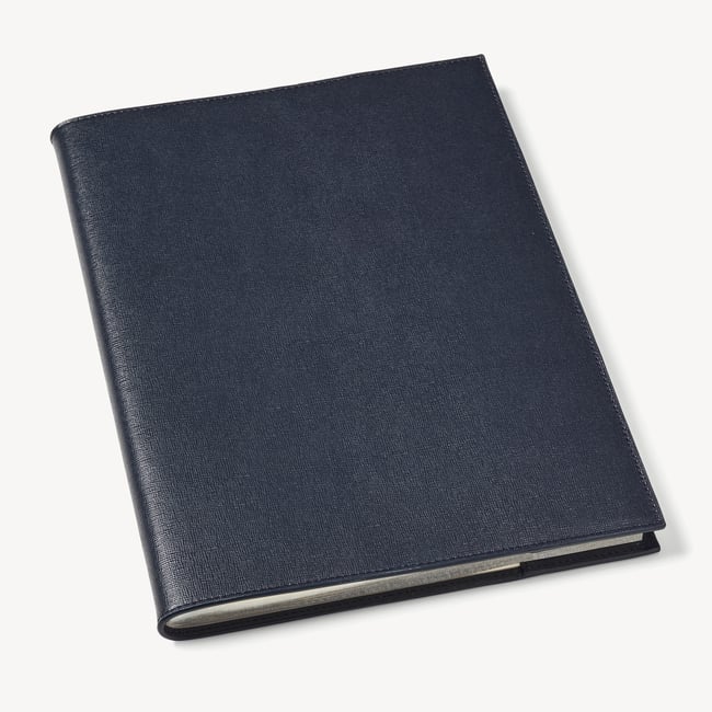 A4 Refillable Luxury Journal Navy Saffiano with Soft Suede Lining