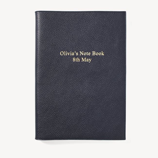 A4 Refillable Luxury Journal Navy Pebble with Soft Suede Lining