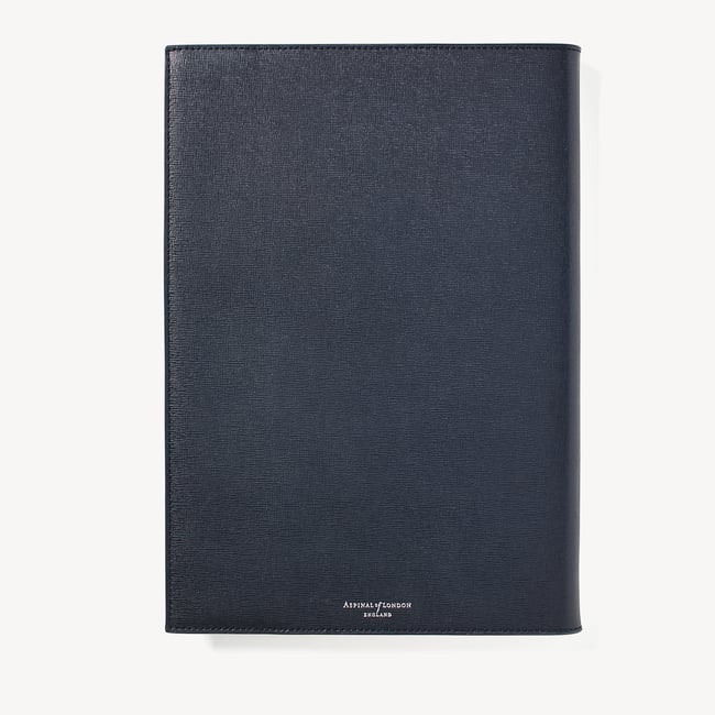 A4 Refillable Luxury Journal Navy Saffiano with Soft Suede Lining