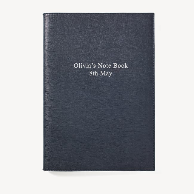 A4 Refillable Luxury Journal Navy Saffiano with Soft Suede Lining