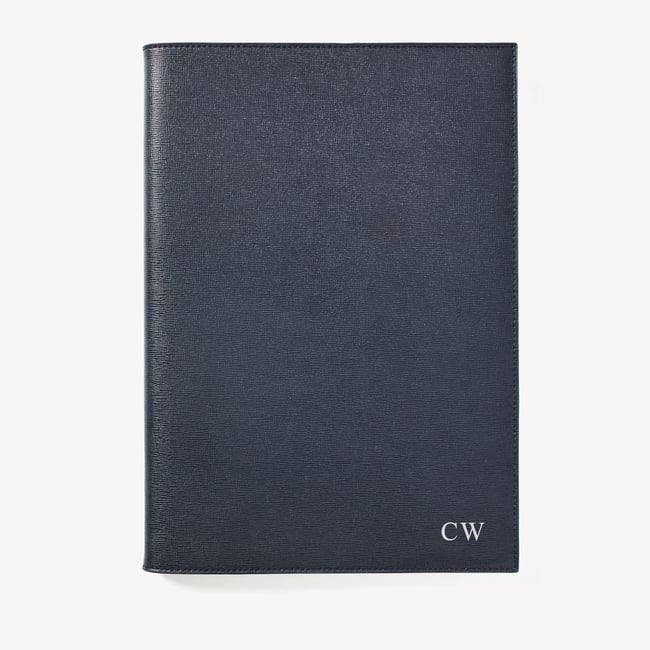 A4 Refillable Luxury Journal Navy Saffiano with Soft Suede Lining