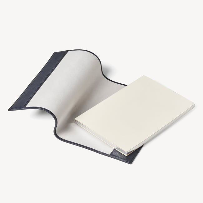 A4 Refillable Luxury Journal Navy Saffiano with Soft Suede Lining