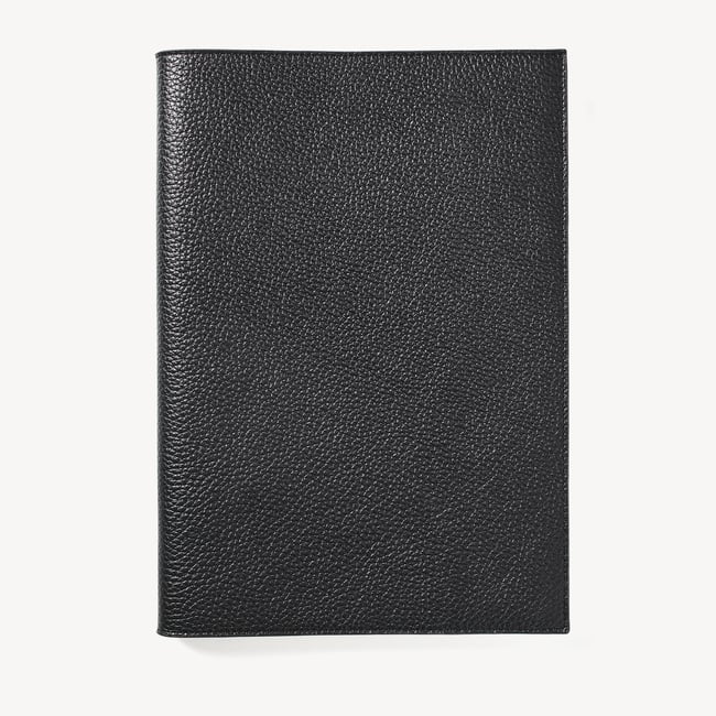 A4 Refillable Luxury Journal Black Pebble with Soft Suede Lining
