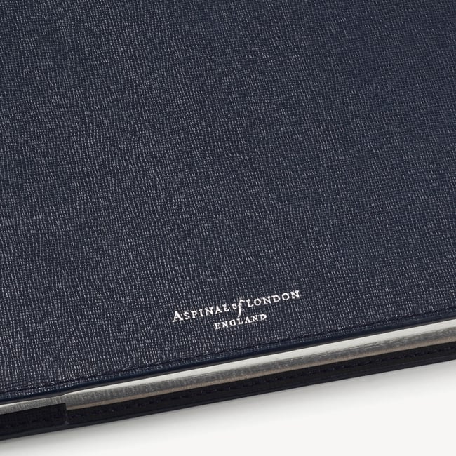 A4 Refillable Luxury Journal Navy Saffiano with Soft Suede Lining