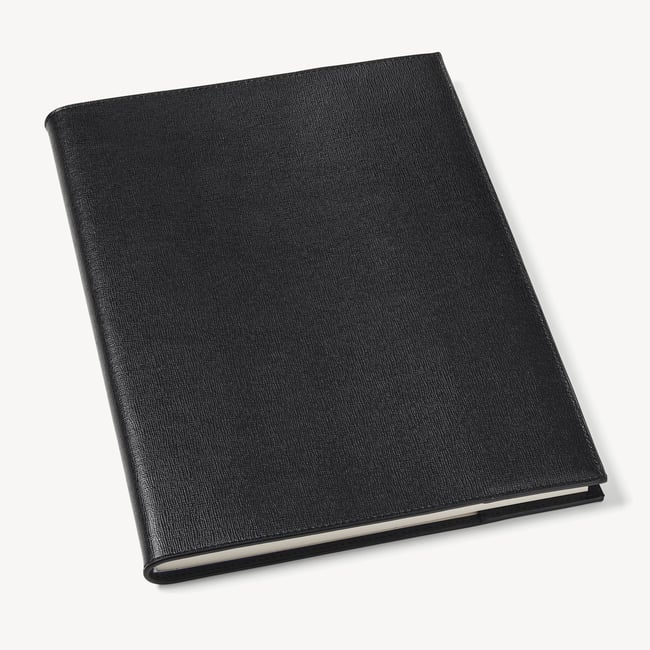 A4 Refillable Luxury Journal Black Saffiano with Soft Suede Lining