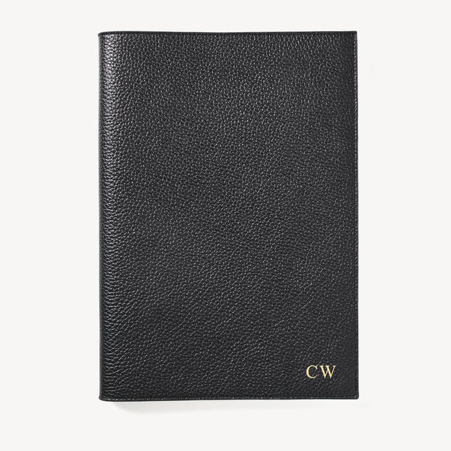 A4 Refillable Luxury Journal Black Pebble with Soft Suede Lining