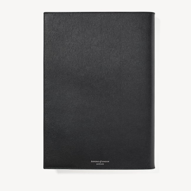 A4 Refillable Luxury Journal Black Saffiano with Soft Suede Lining
