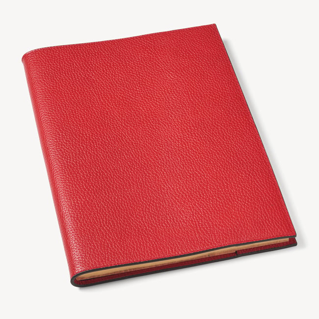 A4 Refillable Luxury Journal Cardinal Red Pebble with Soft Suede Lining